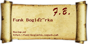 Funk Boglárka névjegykártya